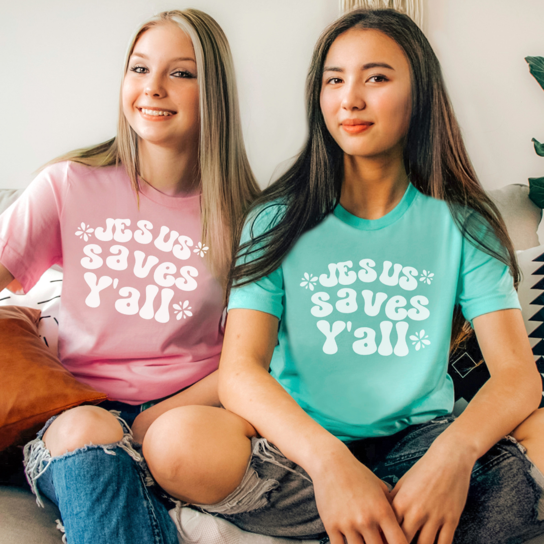 JESUS SAVES Y'ALL T- SHIRT